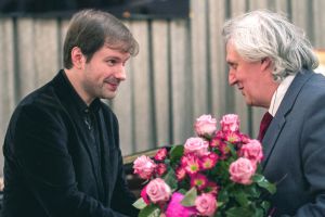 1178th Liszt Evening, -Music and Literature Club in Wroclaw 22nd October 2015.  Edvinas Minkstimas <br>and Ryszard Sławczynski - the Director of the Music and Literature Club. Photo by Andrzej Solnica.